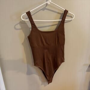 OQQ Ribbed Brown Bodysuit Women’s Size L